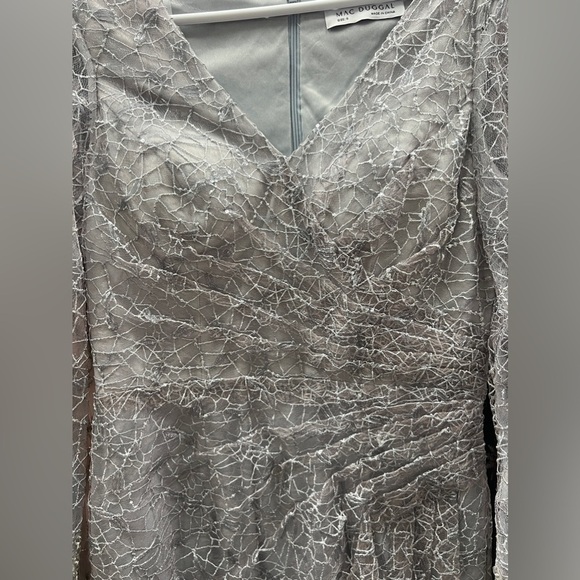 Mac Duggal 12408 NWOT LONG SHEER SLEEVE V-NECK MIDI DRESS - Picture 6 of 6